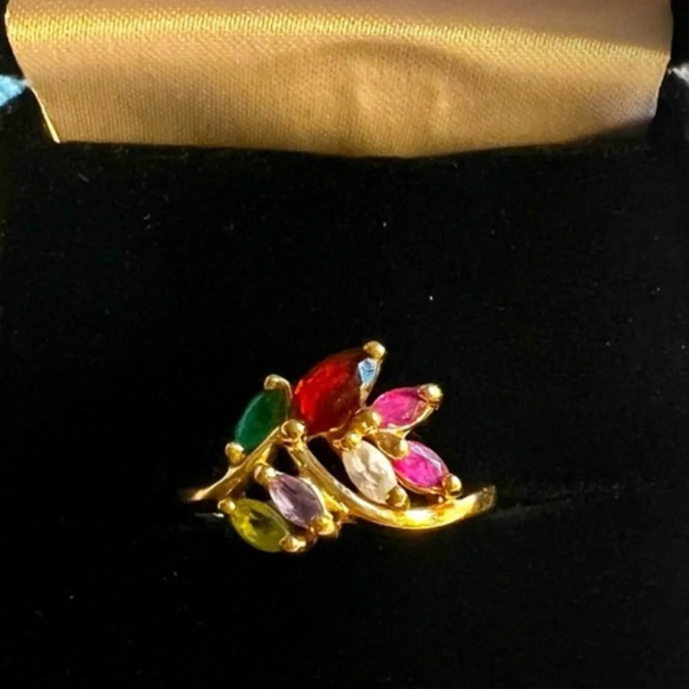 Multicolor Gemstone 10k Gold Ring - Picture 5 of 5